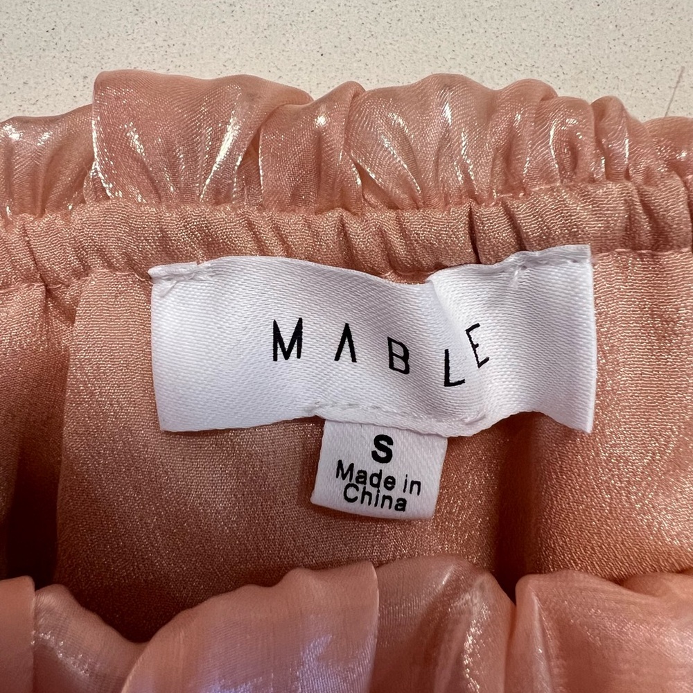 MABLE Rose Gold Organza Off Shoulder Ruffle Statement Party Festival Top 📐Small - Picture 3 of 5